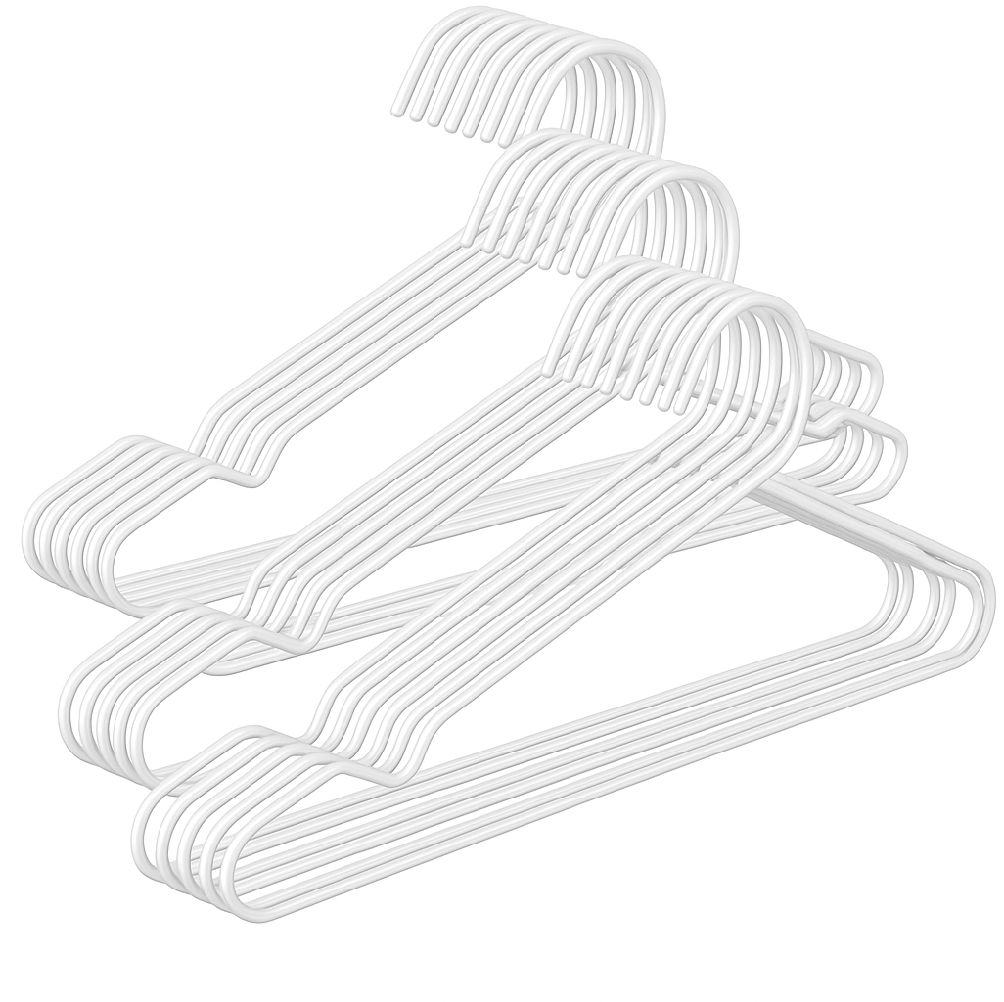 White Steel Wire Hangers – 500pcs (Bulk Pack)
